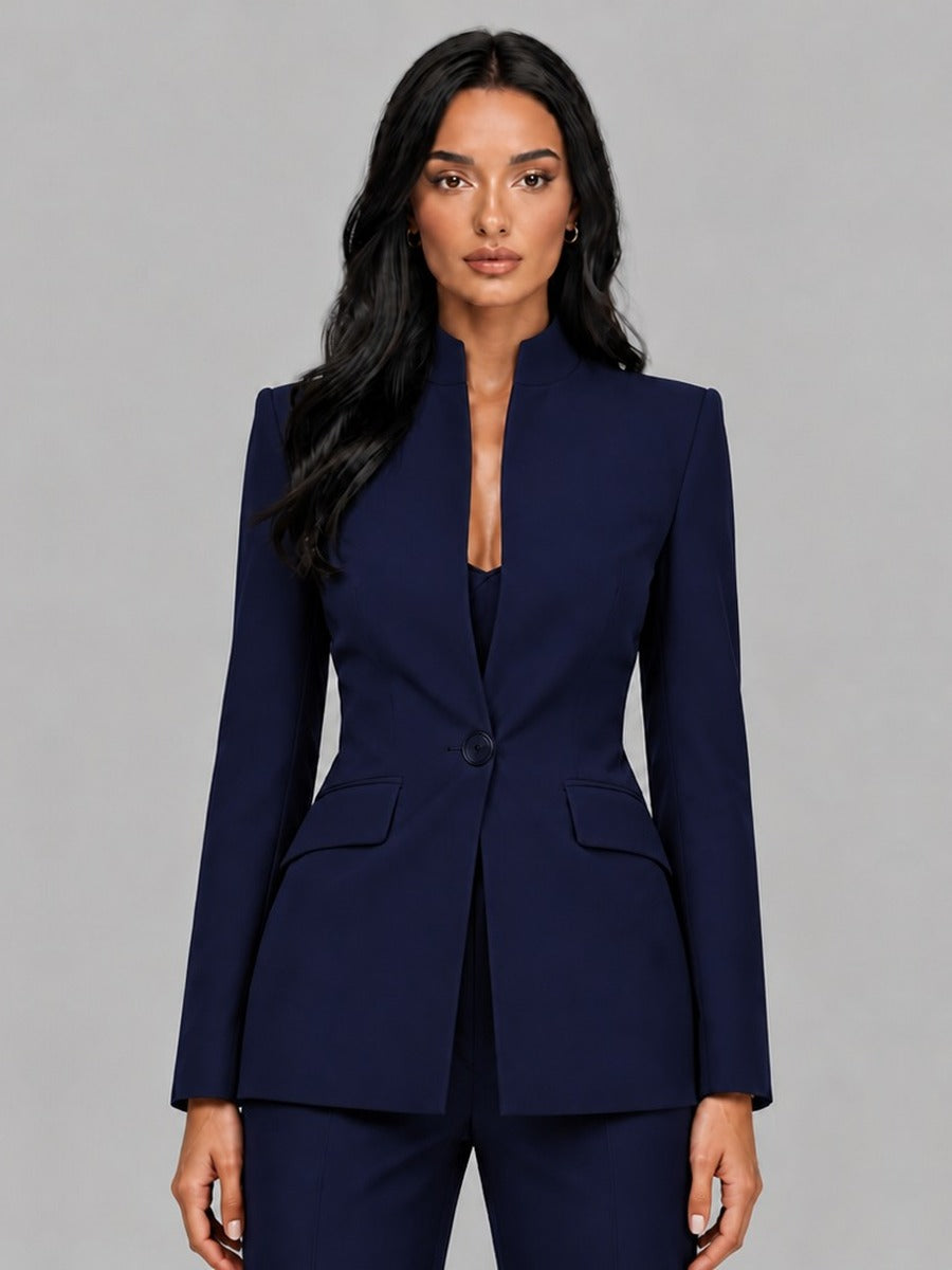 Faustina | Conjunto de Dos Piezas con Blazer de Cinturilla y Pantalones de Campana