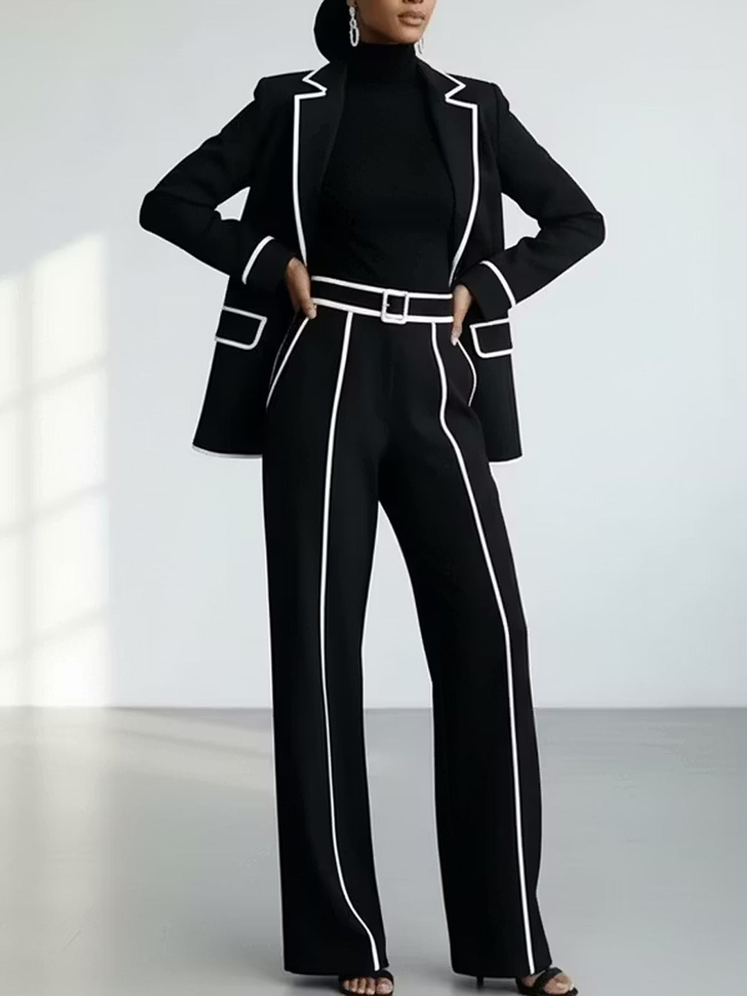 Clementina | Conjunto de Blazer y Pantalón con Ribetes a Contraste