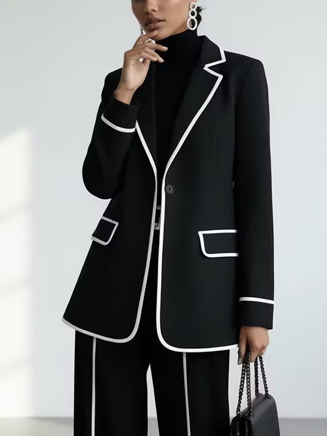 Clementina | Conjunto de Blazer y Pantalón con Ribetes a Contraste