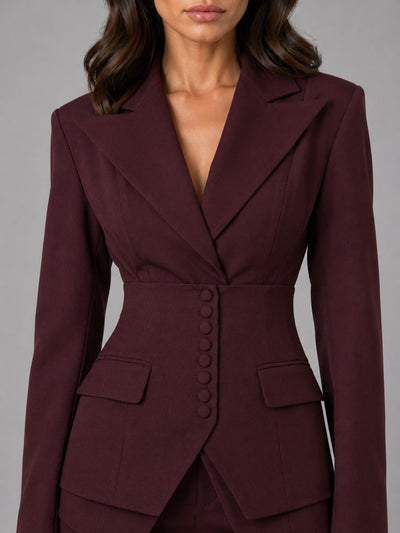 Anselma | Conjunto de Dos Piezas con Blazer Entallada y Lazo en Espalda y Pantalón Palazzo