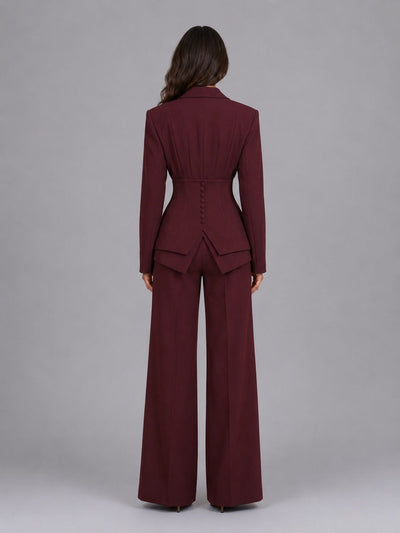 Anselma | Conjunto de Dos Piezas con Blazer Entallada y Lazo en Espalda y Pantalón Palazzo