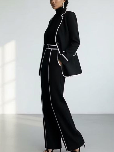 Clementina | Conjunto de Blazer y Pantalón con Ribetes a Contraste