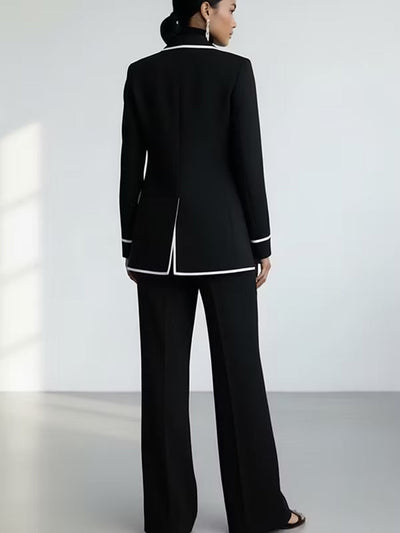 Clementina | Conjunto de Blazer y Pantalón con Ribetes a Contraste