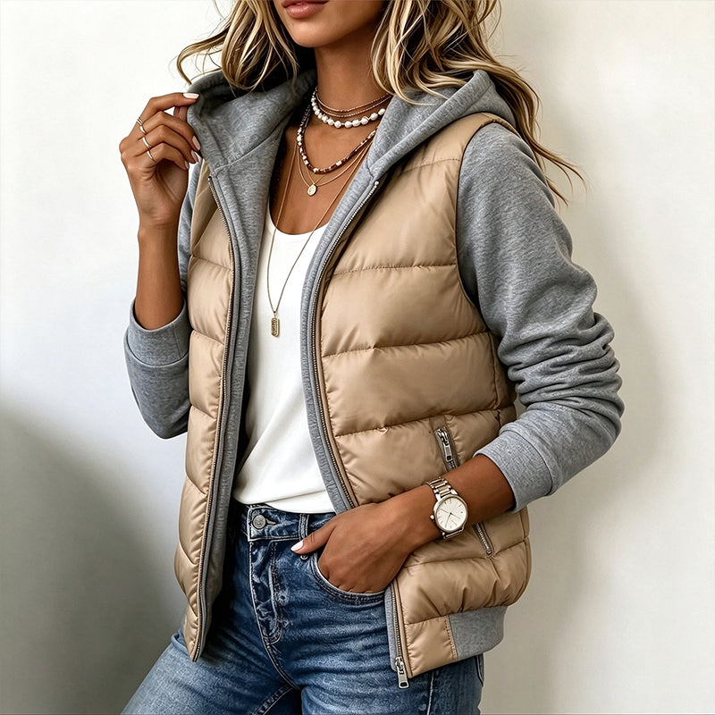 ALINA | Chaqueta Acolchada Bicolor con Capucha
