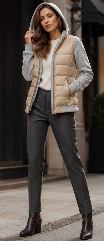 ALINA | Chaqueta Acolchada Bicolor con Capucha