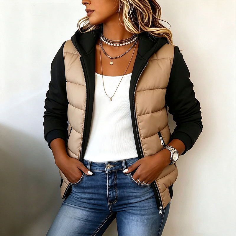 ALINA | Chaqueta Acolchada Bicolor con Capucha